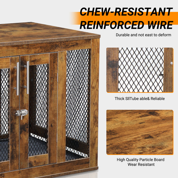 Wefulfil Wooden Indoor Dog Crate Furniture with chew-resistant reinforced wire and high-quality particle board