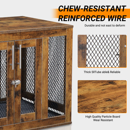 Wefulfil Wooden Indoor Dog Crate Furniture with chew-resistant reinforced wire and high-quality particle board
