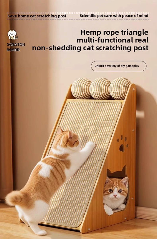 Wefulfil Scratching Board Tower with hemp rope and triangular design for cats to scratch and play