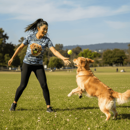 Golden Retriever Ball Tee - Playful Fetch Camo Shirt - Purrfect Pet Haven