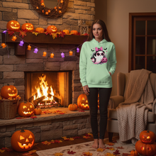 Woman by Fireplace in Adorable Ghost Hoodie