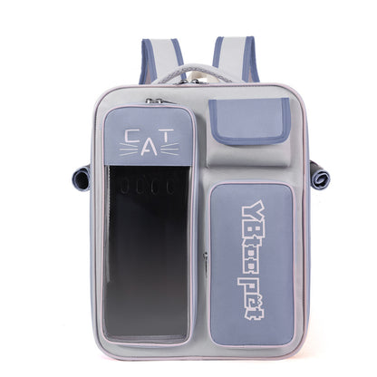 Dropshipman light gray lavender cat backpack carrier with clear front window multiple pockets and shoulder straps