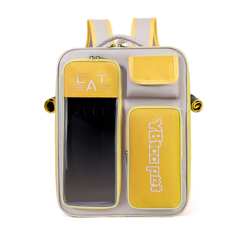 Dropshipman yellow gray cat backpack carrier with clear front window padded straps multiple storage pockets